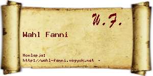 Wahl Fanni névjegykártya